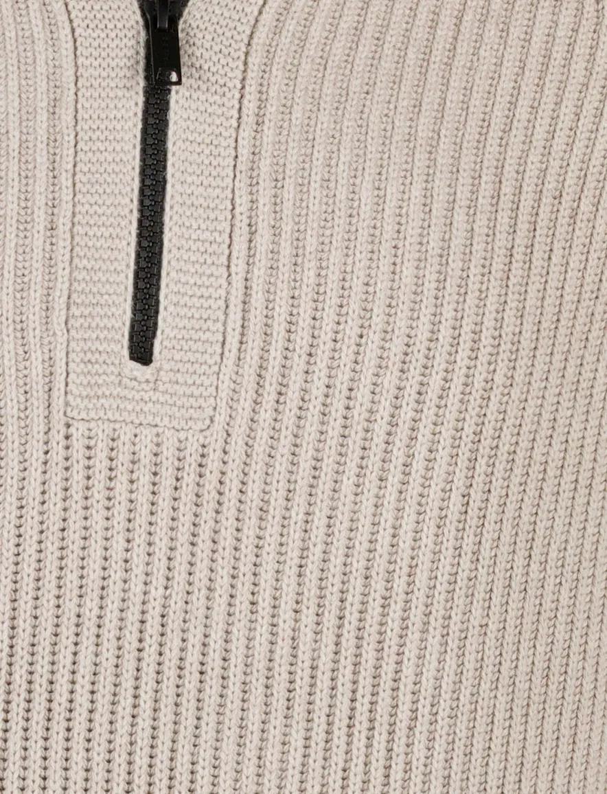 Genti half zip trui beige gebreid