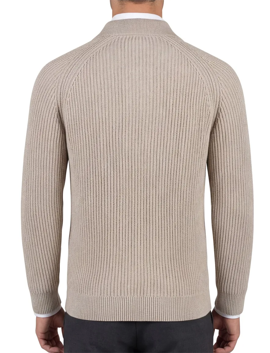 Genti half zip trui beige gebreid