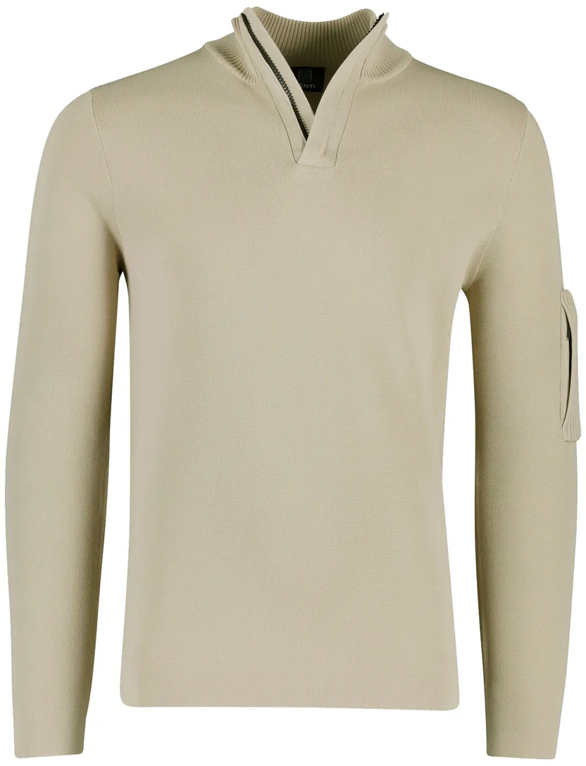 Genti half zip trui beige effen