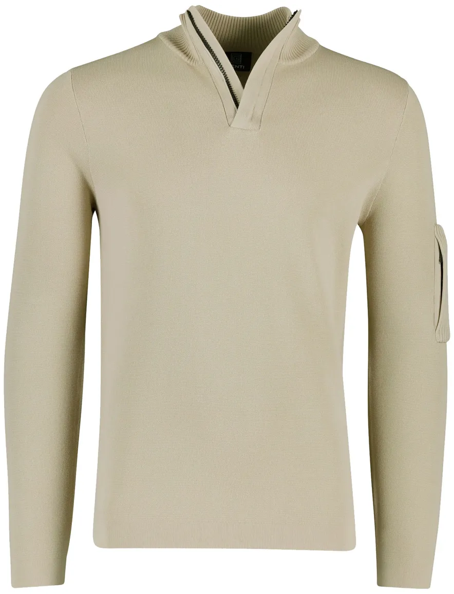 Genti half zip trui beige