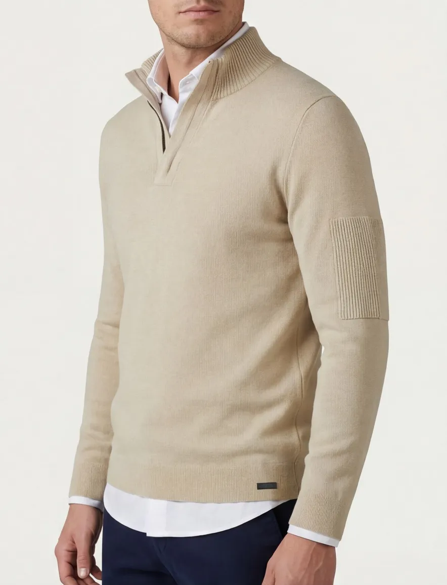 Genti half zip trui beige