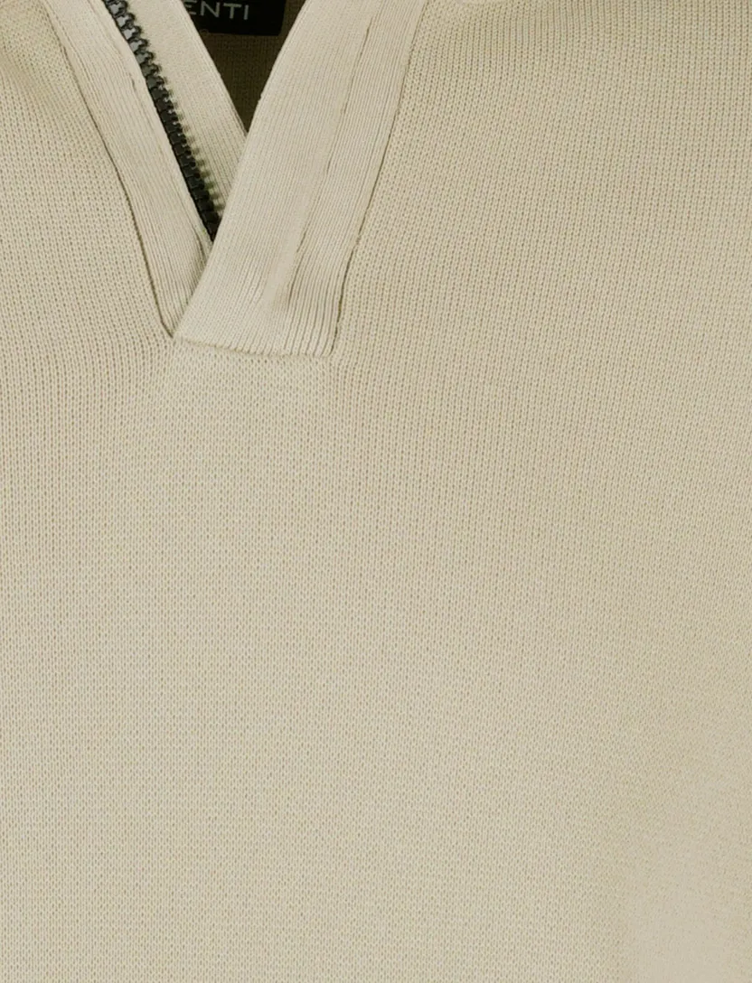 Genti half zip trui beige effen