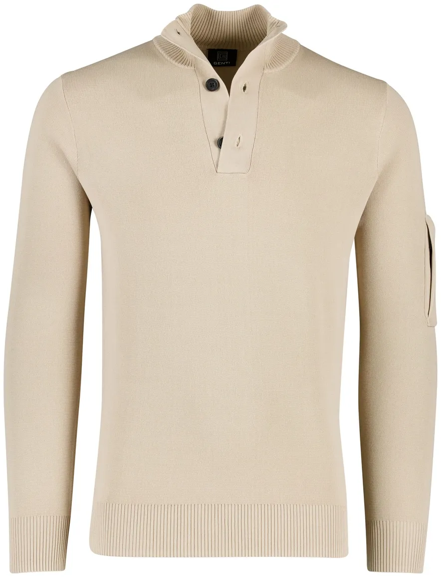 Genti half button trui beige