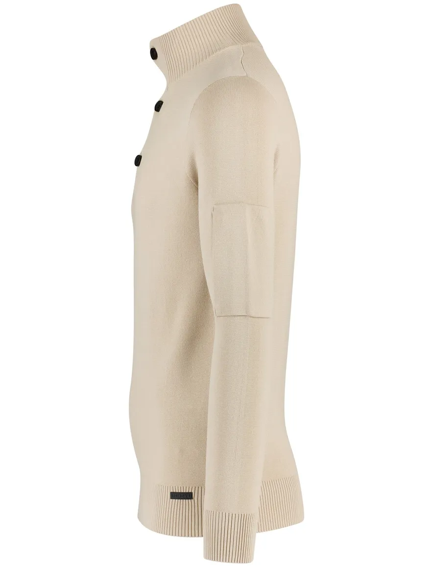 Genti half button trui beige