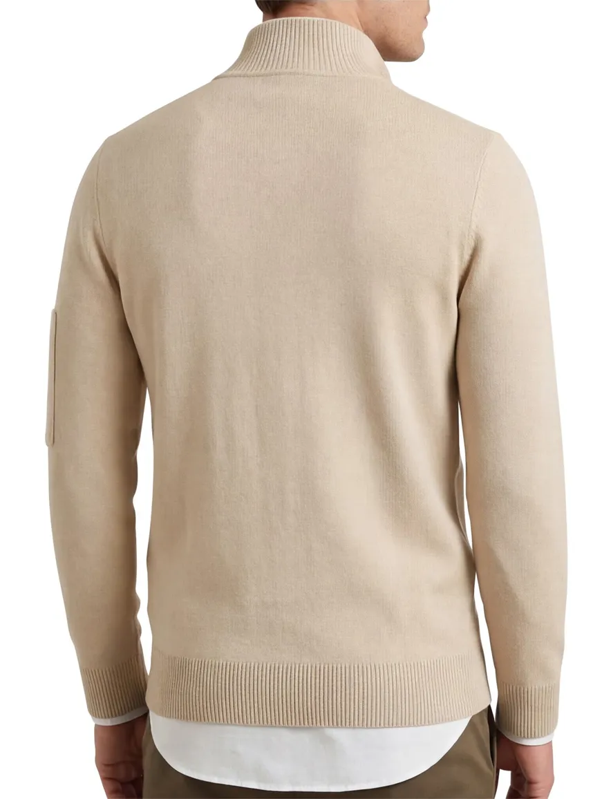 Genti half button trui beige