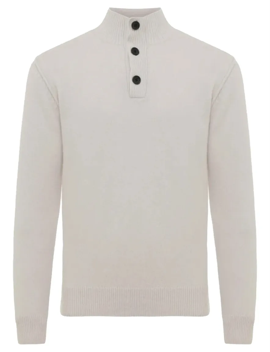 Genti trui wit effen normale fit wol turtleneck met knopen