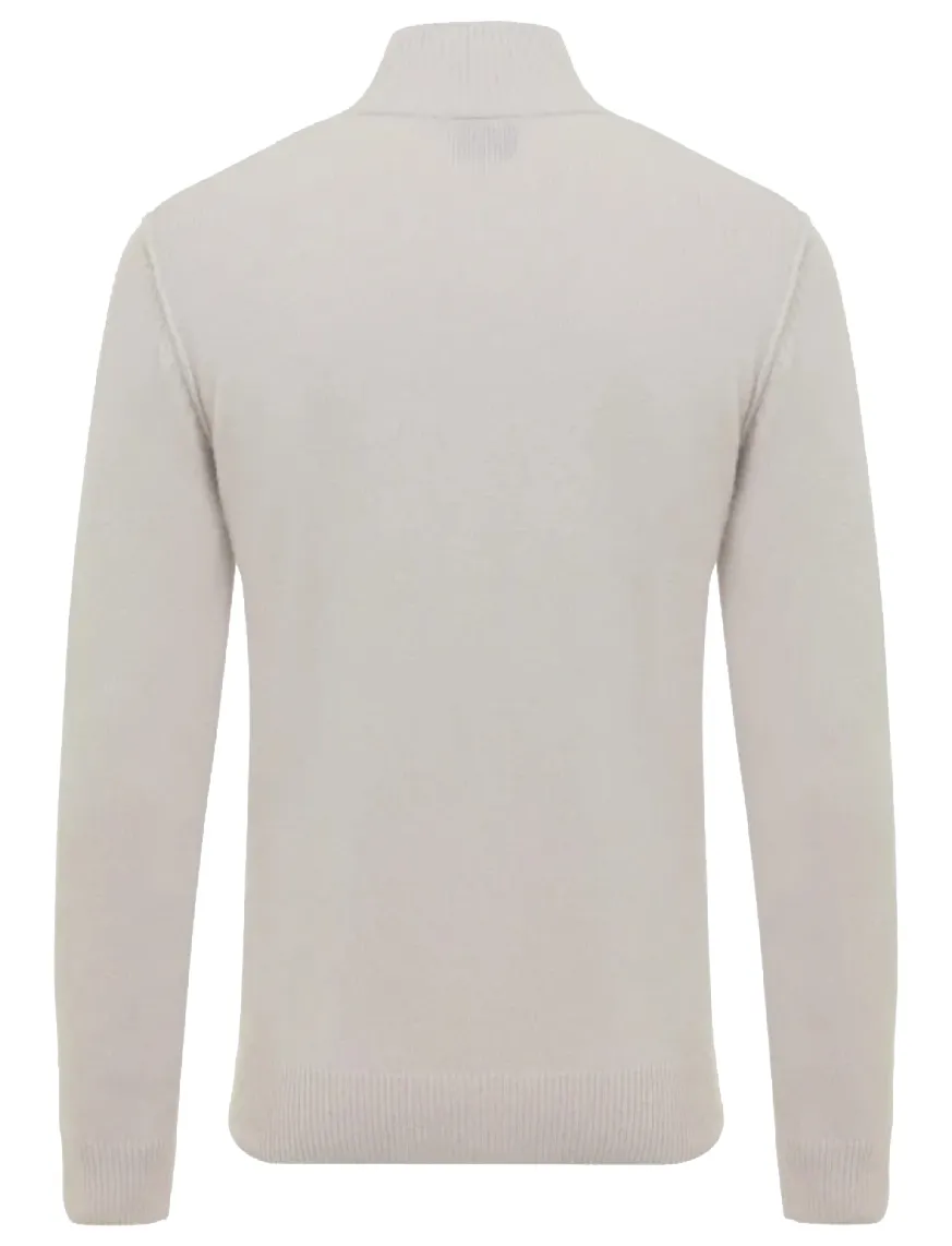 Genti trui wit effen normale fit wol turtleneck met knopen