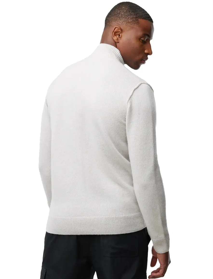 Genti trui wit effen normale fit wol turtleneck met knopen