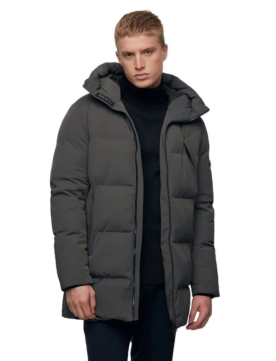 Genti winterjas puffer capuchon donkergrijs
