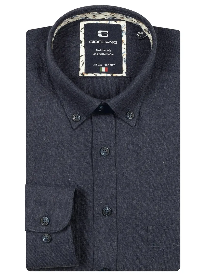 Giordano overhemd donkerblauw buttom down