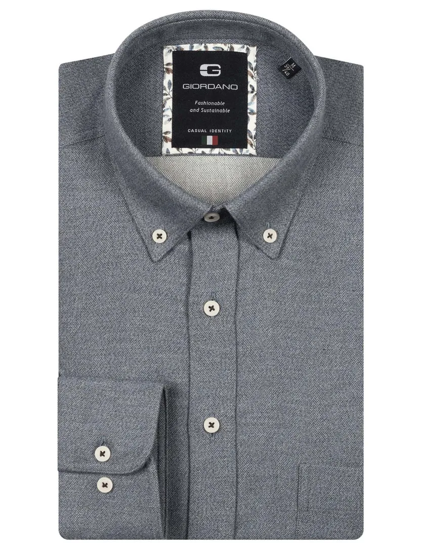 Giordano overhemd navy gemeleerd test OHO