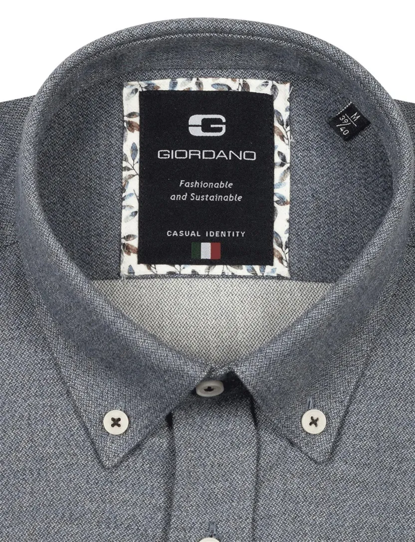 Giordano overhemd navy gemeleerd test OHO