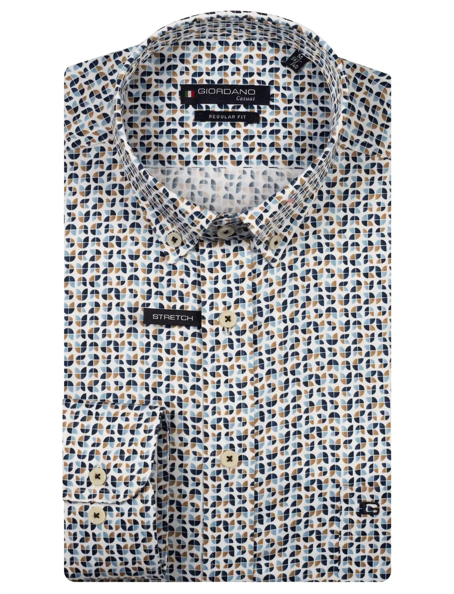 Giordano overhemd blauw geprint