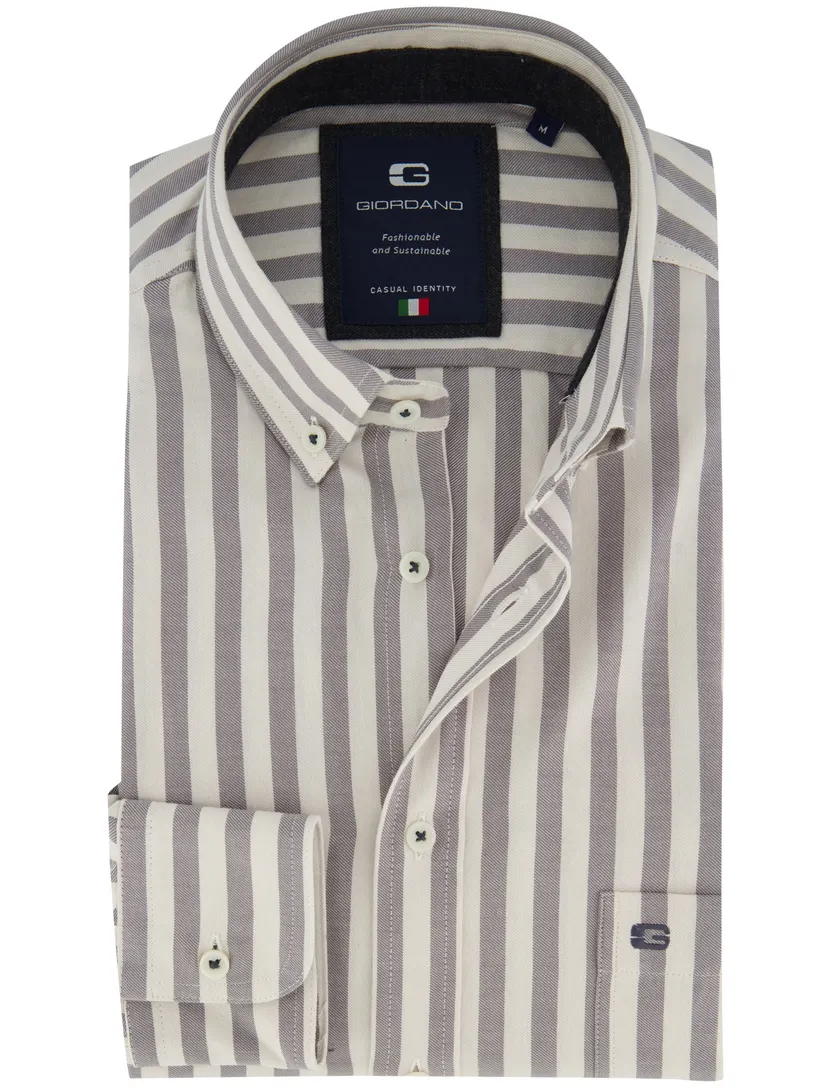 Overhemd Giordano wit grijs gestreept