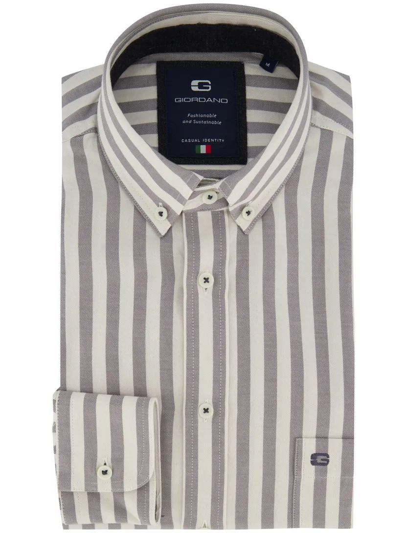 Overhemd Giordano wit grijs gestreept