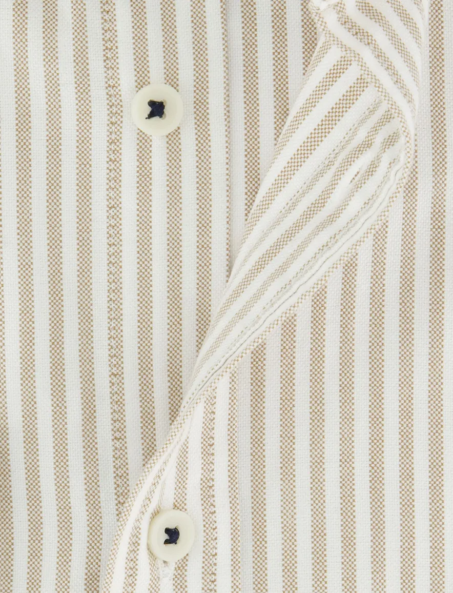 Giordano katoenen overhemd beige gestreept