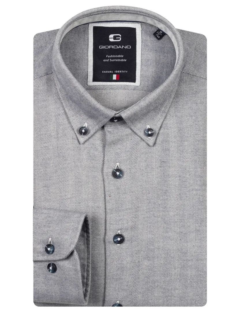 Giordano overhemd grijs button down geprint