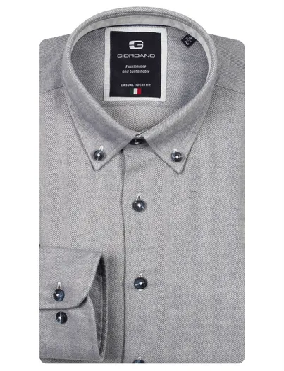 Giordano Giordano overhemd grijs button down print