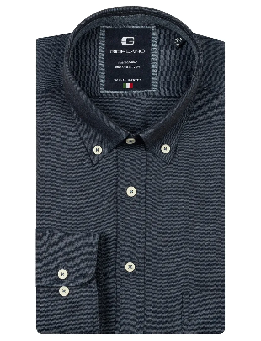 Giordano overhemd donkerblauw gemeleerd