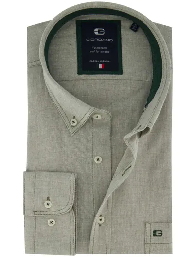 Giordano Giordano flanel overhemd groen button down