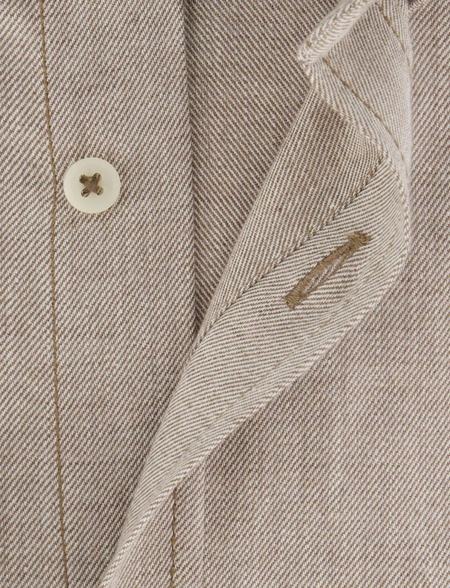 Giordano overhemd beige button-down borstzak flanel Regular Fit
