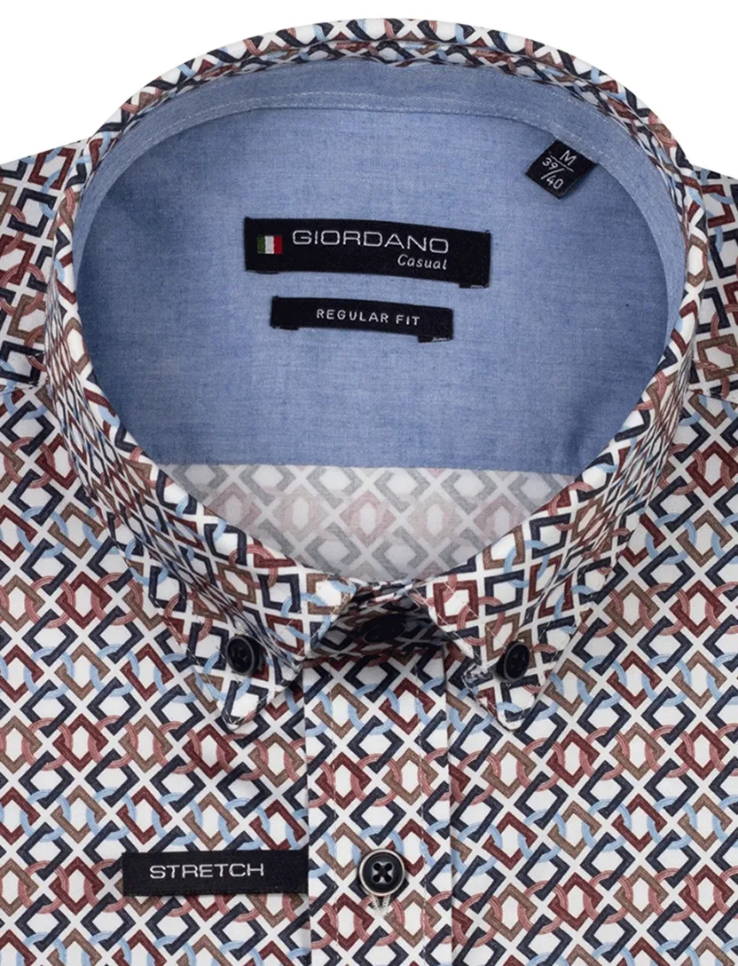 casual overhemd Giordano blauw geprint