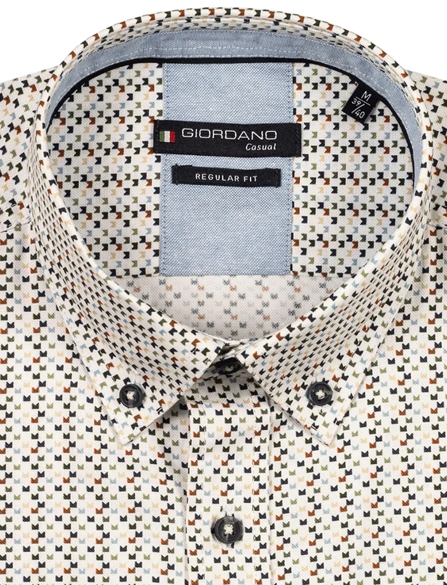 Giordano overhemd creme patroon button down