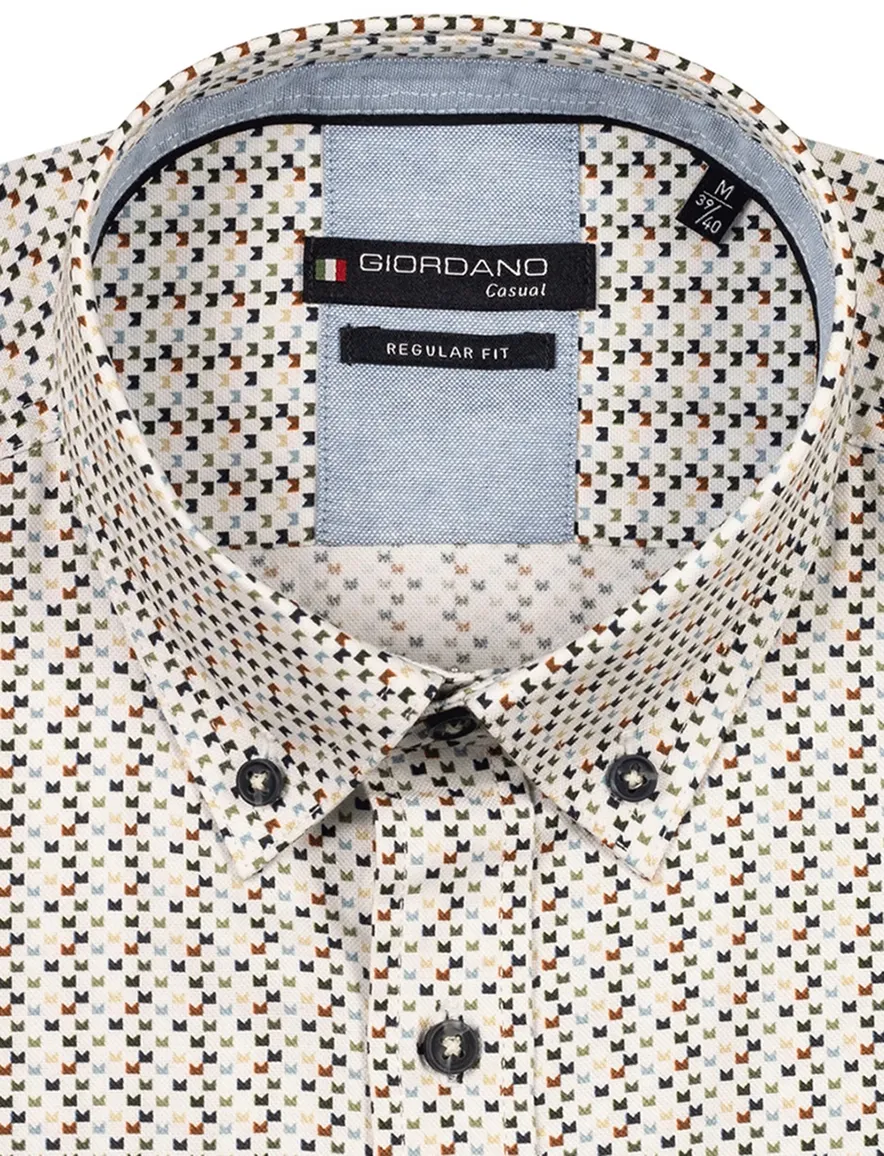 Giordano overhemd creme patroon