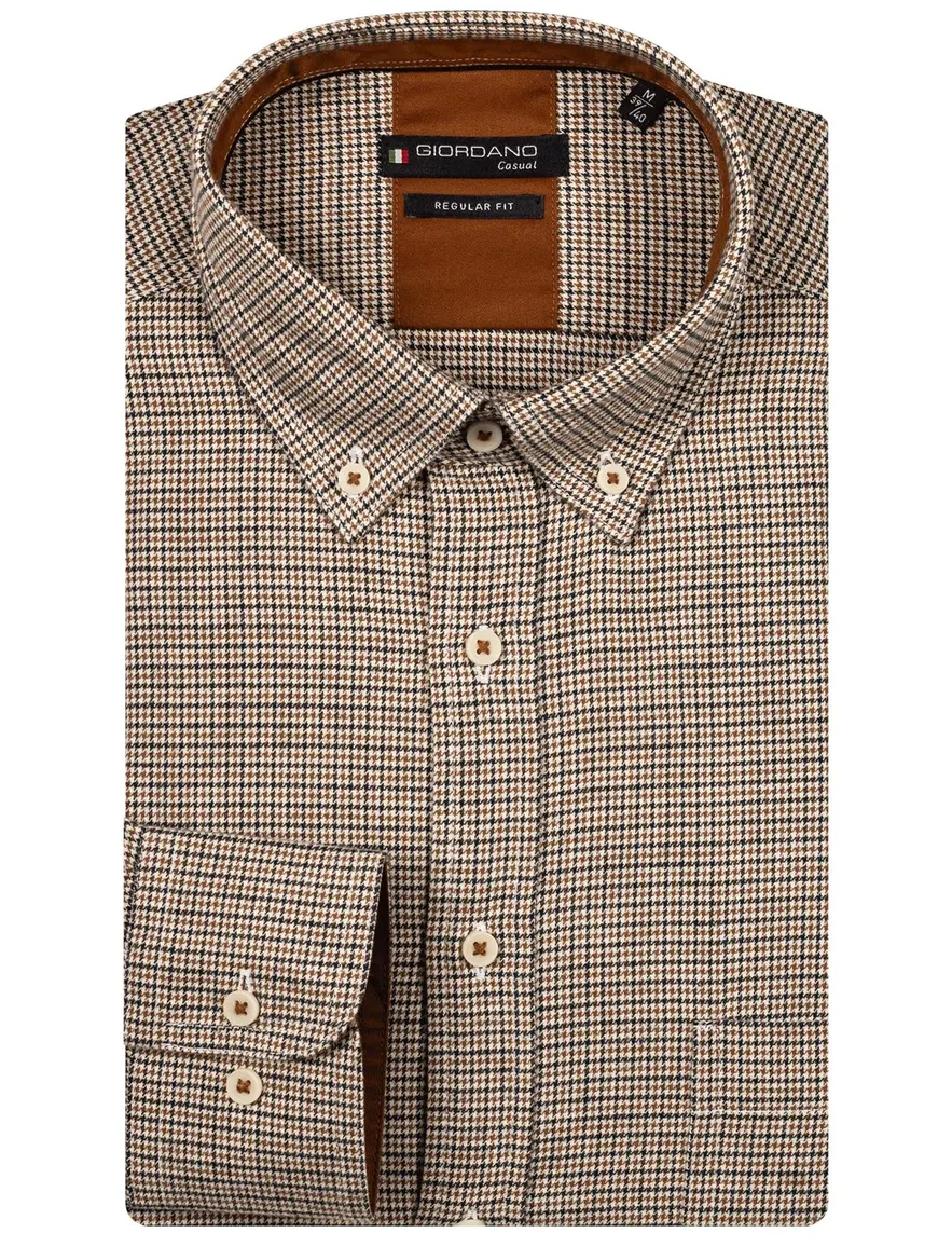 Giordano overhemd bruin zwart
