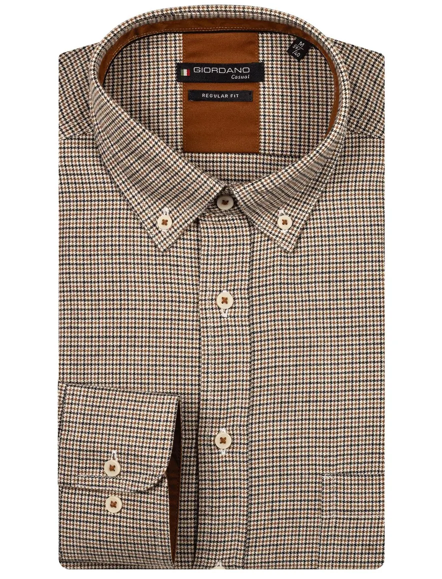 Giordano overhemd bruin zwart