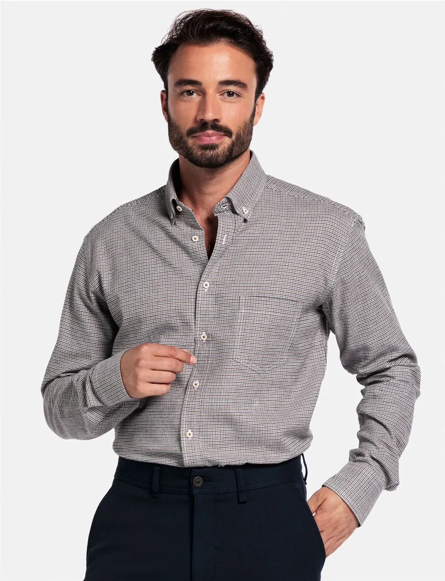 Giordano overhemd bruin zwart