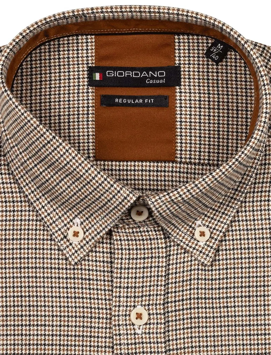 Giordano overhemd bruin zwart