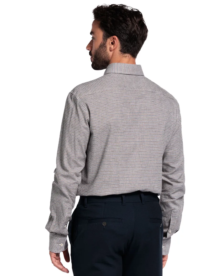Giordano overhemd geprint bruin katoen normale fit