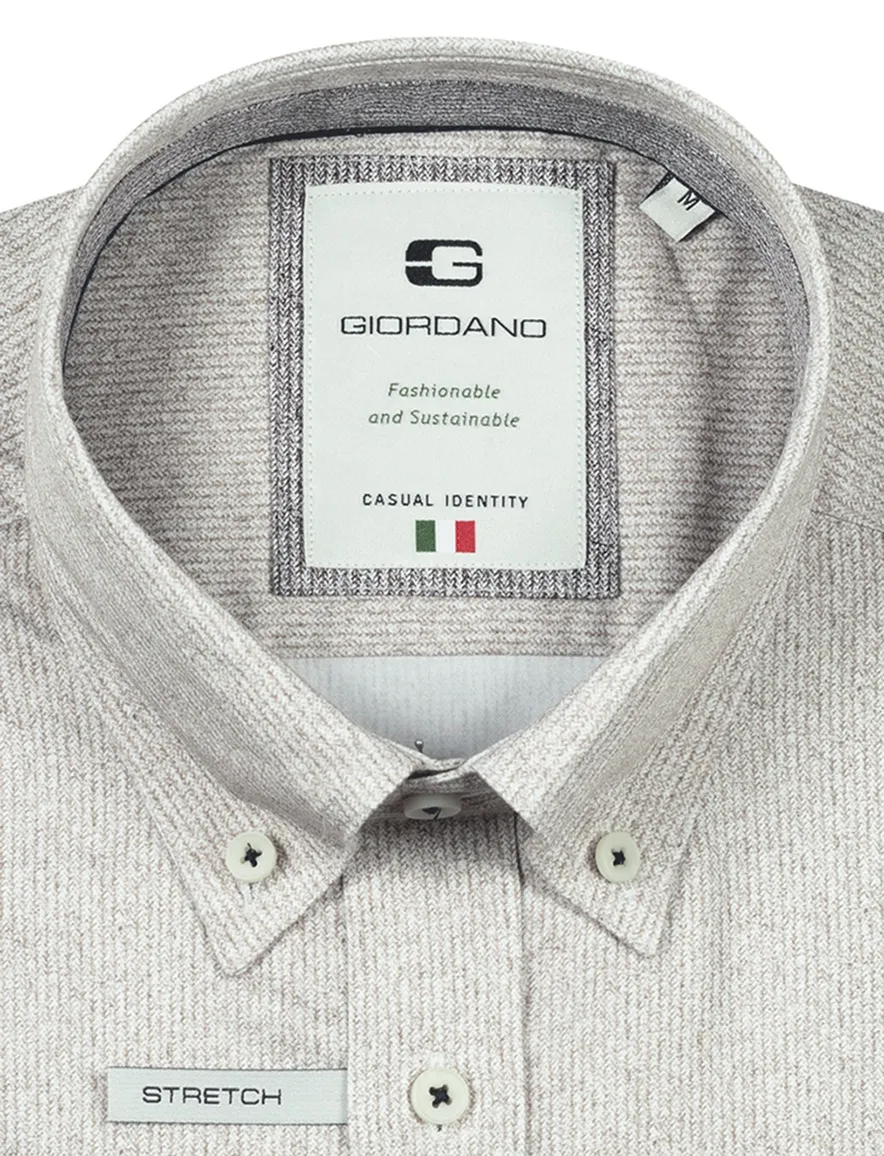 Giordano overhemd beige geprint