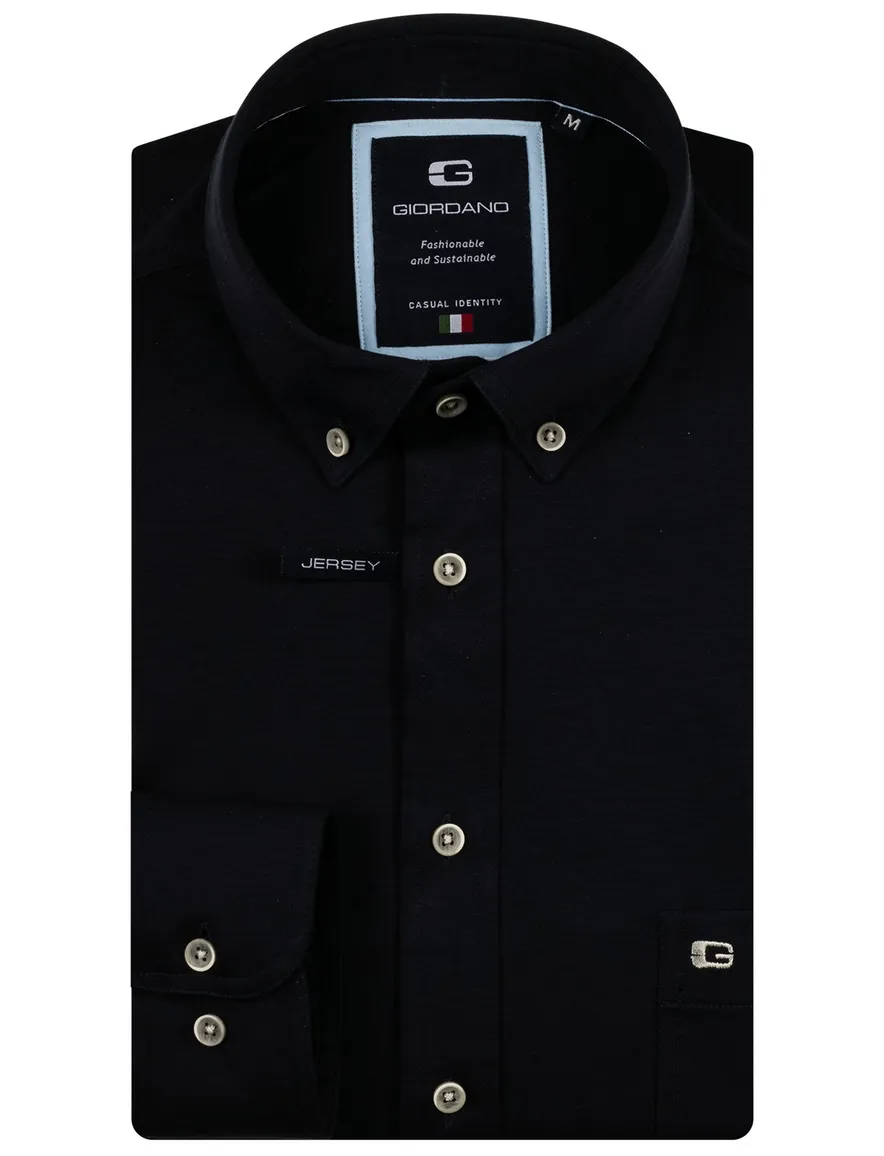 Giordano casual overhemd donkerblauw