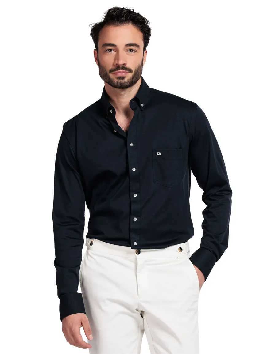 Giordano casual overhemd donkerblauw
