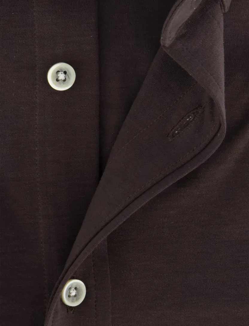 Giordano overhemd donkerbruin jersey button-down collar
