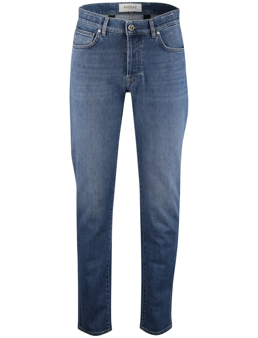 Barmas blauw effen jeans denim normale fit