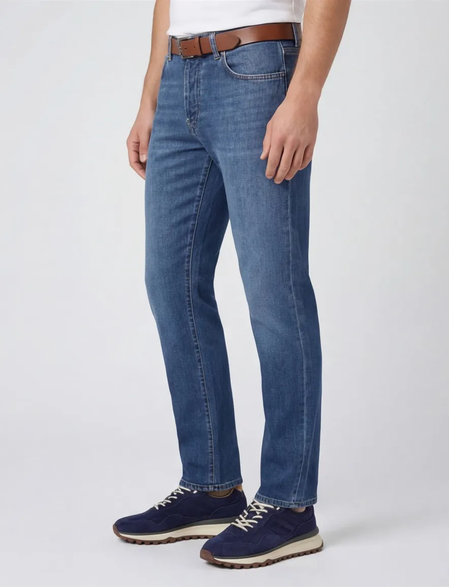 Barmas blauw effen jeans denim normale fit
