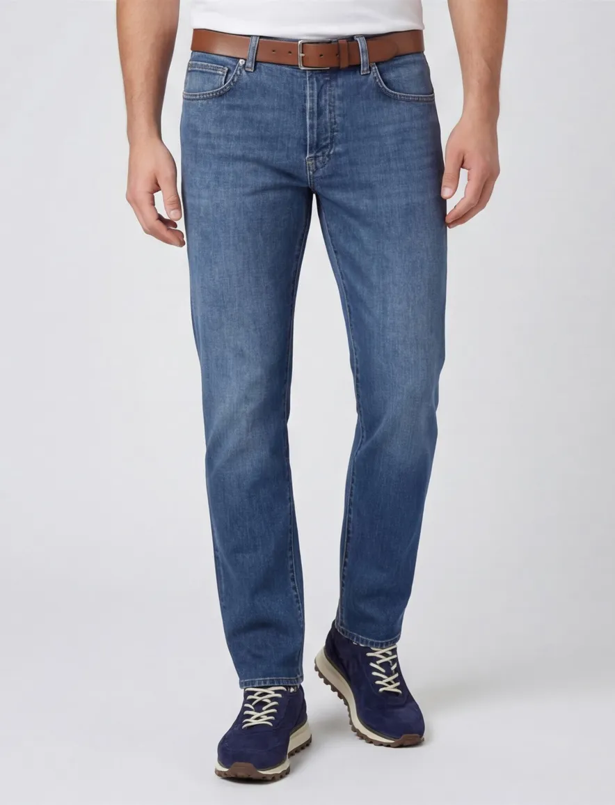 Barmas blauw effen jeans denim normale fit