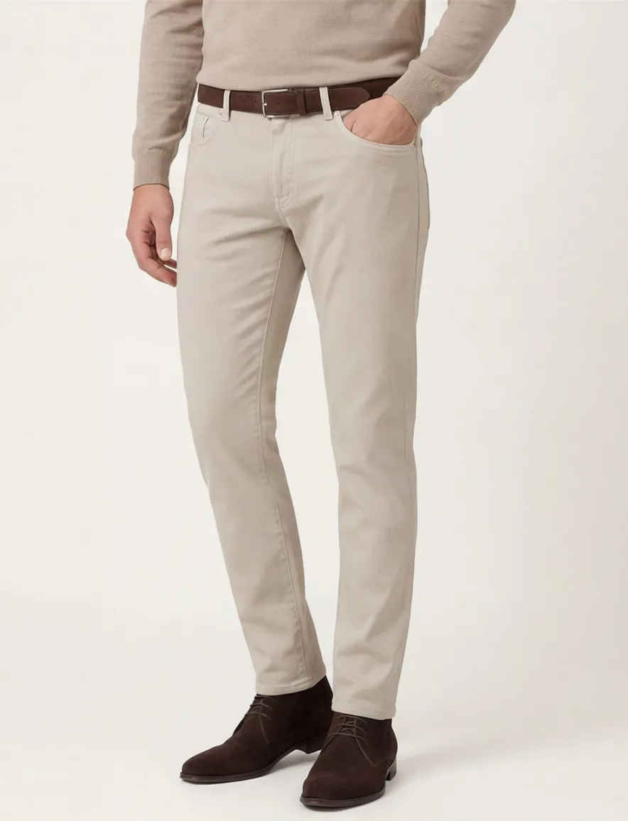 Beige Barmas Dean 5-pocket broek