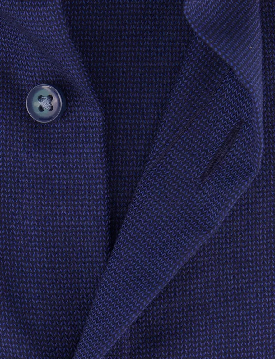 Olymp wijde fit overhemd blauw effen strijkvrij katoen