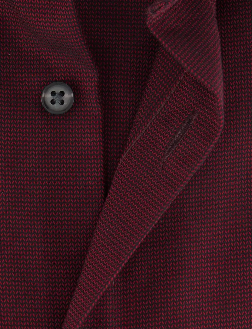 katoenen overhemd Olymp wijde fit bordeaux print strijkvrij