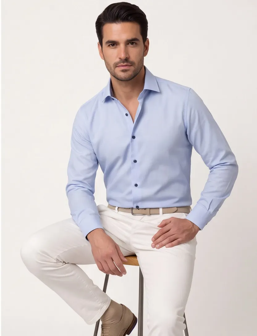 Olymp comfort fit overhemd blauw katoen