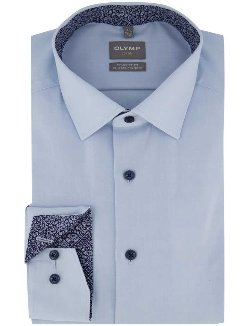 Olymp comfort fit overhemd blauw katoen