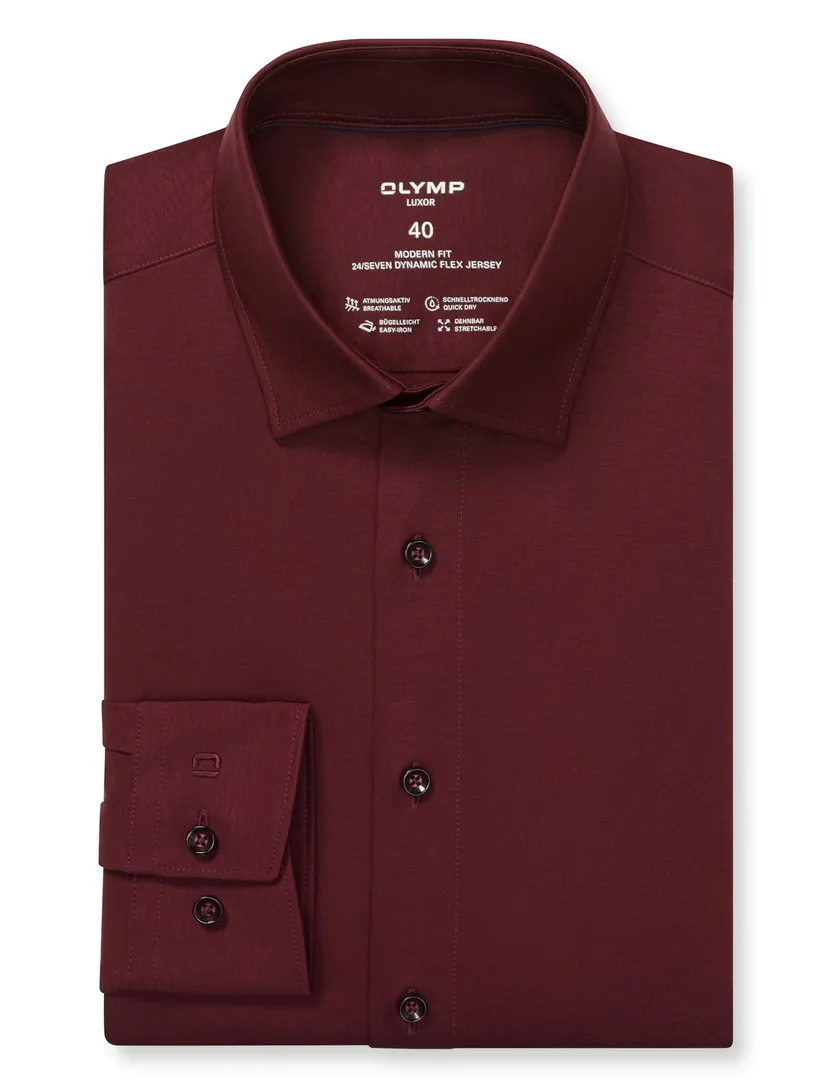 Olymp overhemd bordeaux Luxor 24/Seven Modern Fit