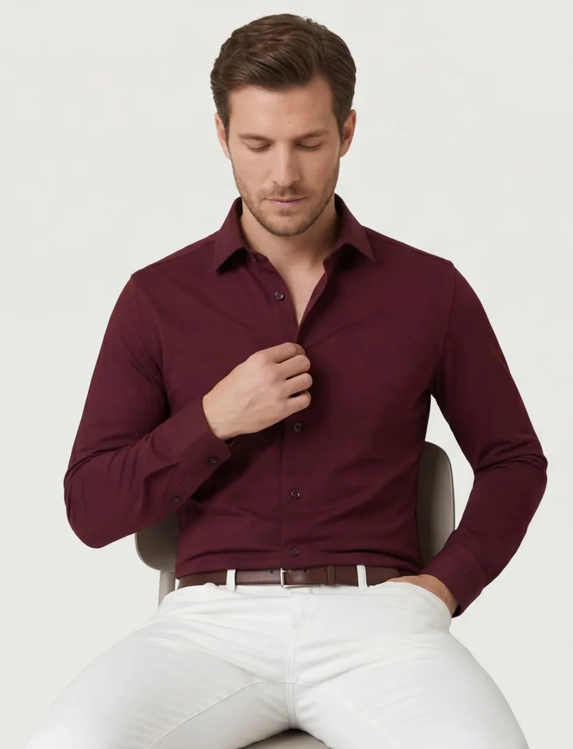Olymp overhemd bordeaux Luxor 24/Seven Modern Fit