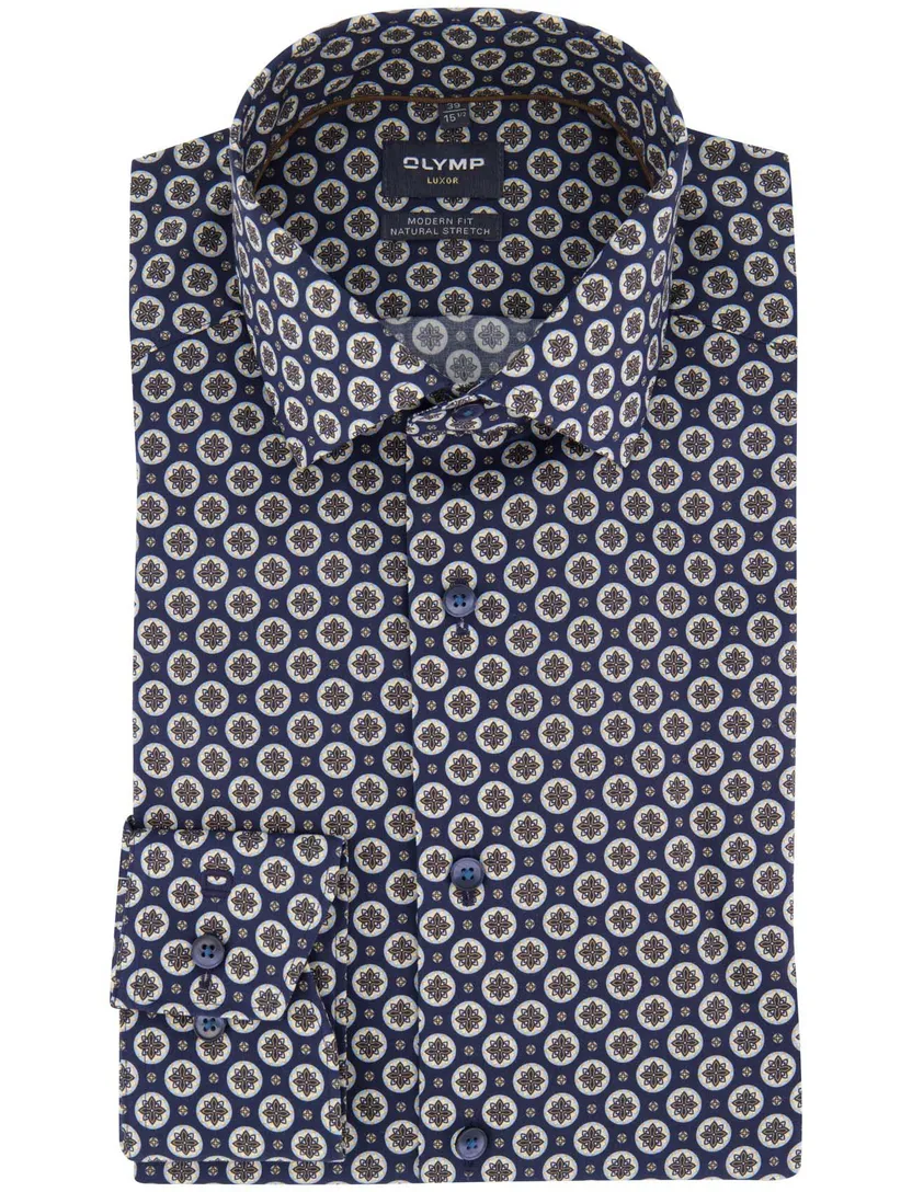 Business overhemd Olymp Luxor Modern Fit donkerblauw katoen