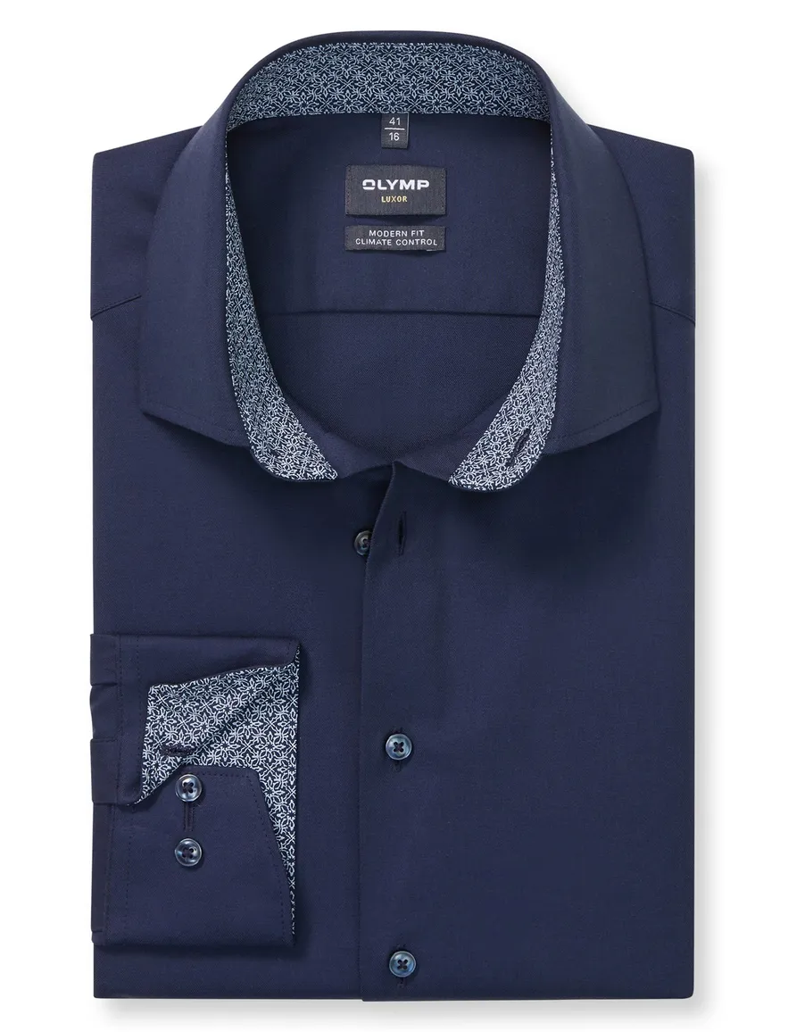 Olymp overhemd Luxor 24/Seven navy Modern Fit effen
