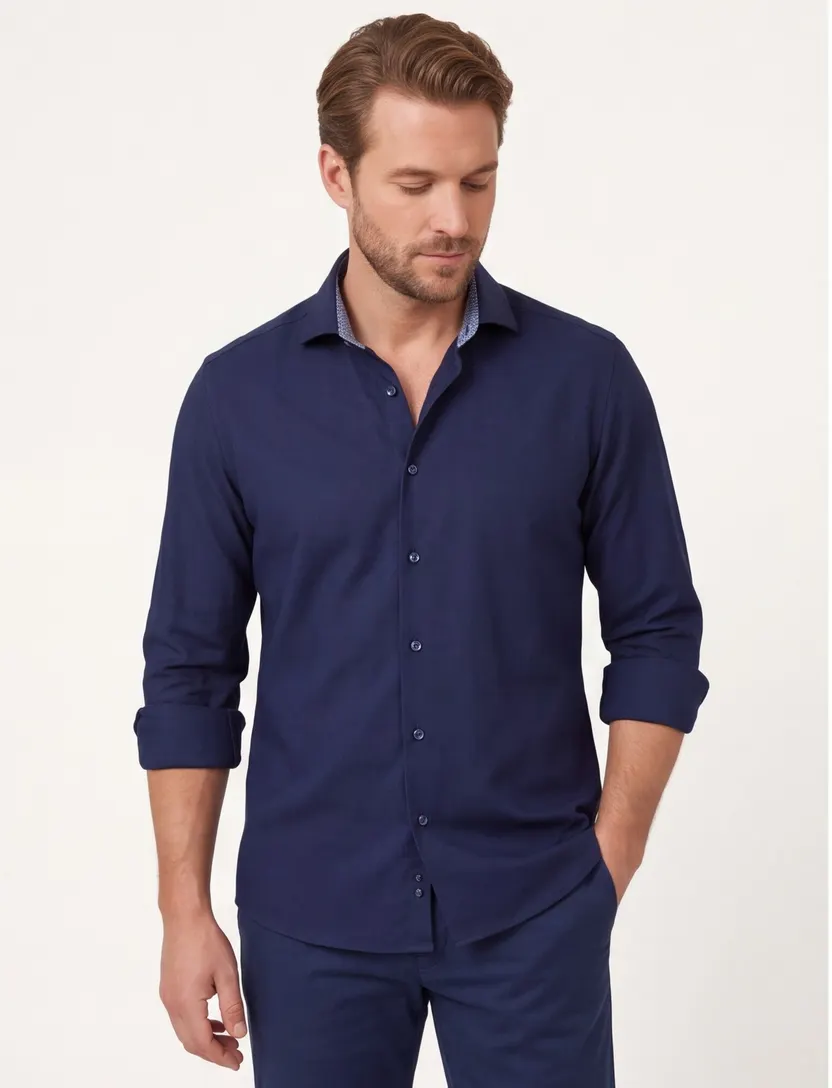 Olymp overhemd Luxor 24/Seven navy Modern Fit effen